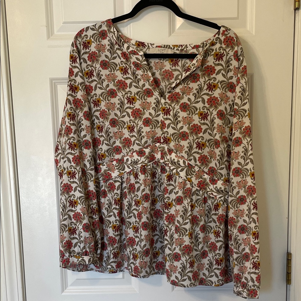 LOFT 20 Floral Peasant Blouse